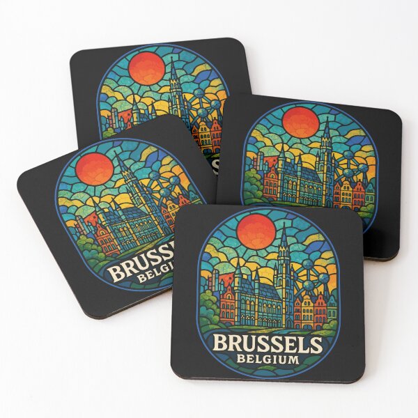 Item preview, Brussels Belgium Colorful Stained Glass Travel designed and sold by TomFrontierArt.