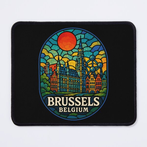 Item preview, Brussels Belgium Colorful Stained Glass Travel designed and sold by TomFrontierArt.