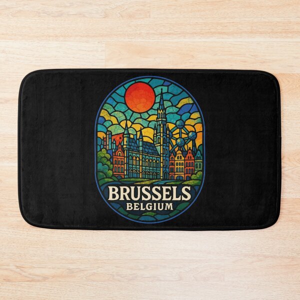 Item preview, Brussels Belgium Colorful Stained Glass Travel designed and sold by TomFrontierArt.