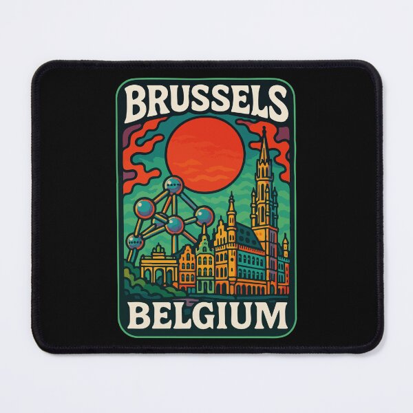 Item preview, Brussels Belgium Retro Trippy Art Travel designed and sold by TomFrontierArt.
