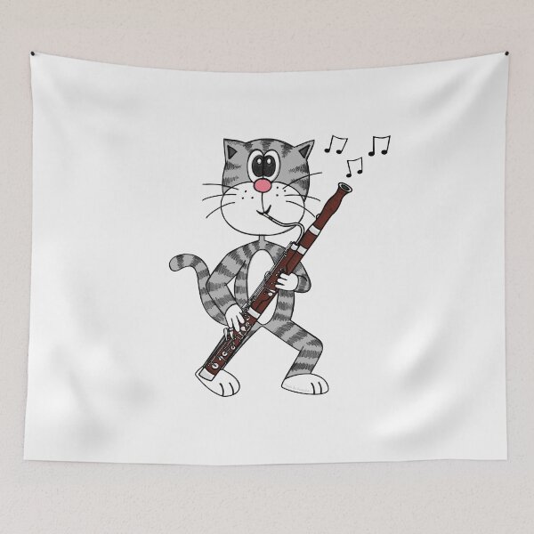 Item preview, Cat Playing Bassoon, Bassoonist Woodwind Musician Music Teacher designed and sold by doodlerob.