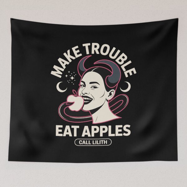 Item preview, Make Trouble Eat Apples Call Lilith | Retro Occult Demon Girl designed and sold by Marpin91.