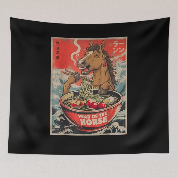Artikelvorschau, Ramen im Jahr des Pferdes – Lustige japanische Tierkreiszeichen-Illustration entworfen und verkauft von Wear the Art.