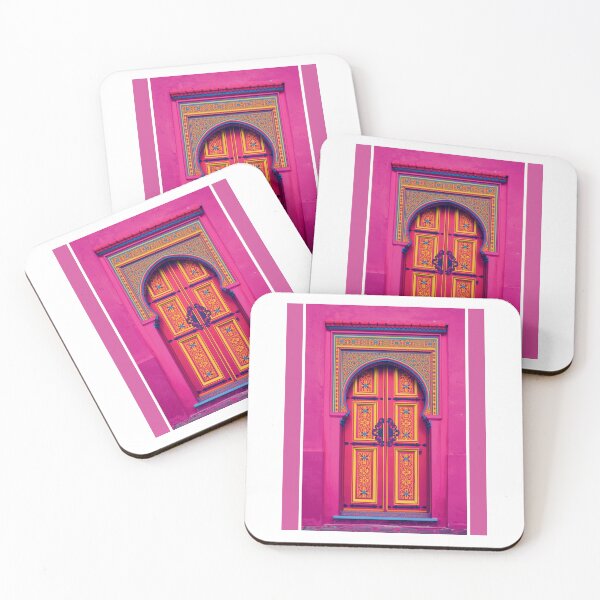 Item preview, Vibrant Moroccan Door Art - Pink & Gold Architectural Decor designed and sold by ​VibeCanvas Studio.