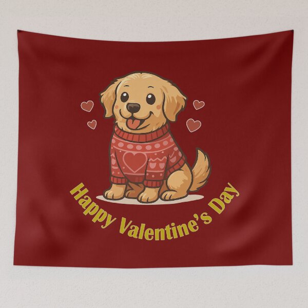 Item preview, Cute Golden Retriever Puppy in Heart Sweater - Happy Valentine's Day designed and sold by DeeLulu.