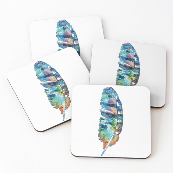 Item preview, Colorful Feather On White Two designed and sold by Sharon Cummings Art.