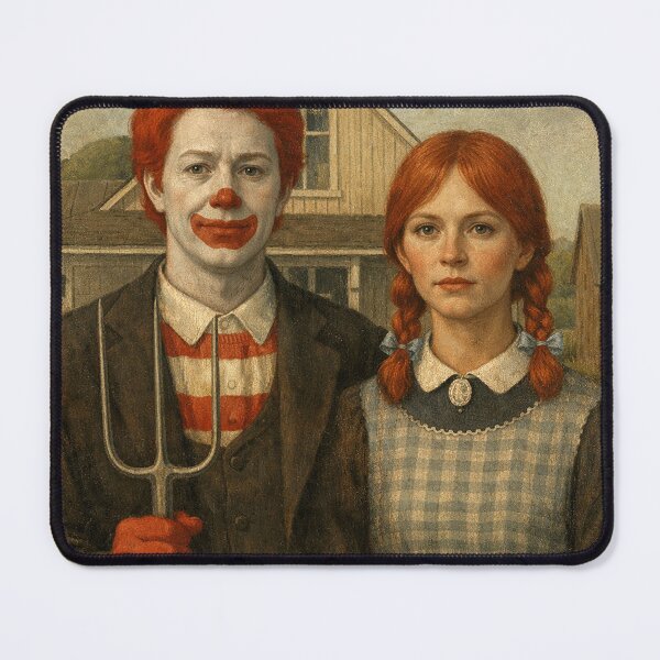 Item preview, American Gothic (Revised) – Americana Satire Illustration designed and sold by DiamondSkyShirt.