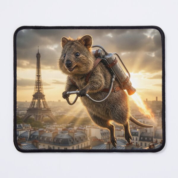 Item preview, Quokka Flies over Paris with His Vintage Jetpack designed and sold by Tridentulus.