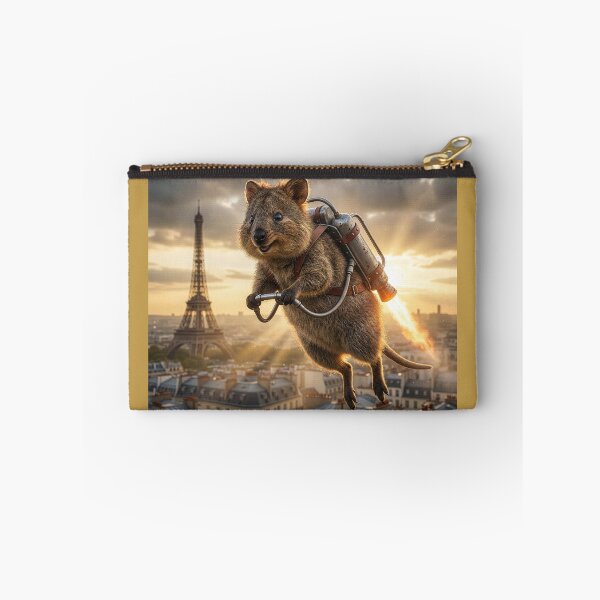 Item preview, Quokka Flies over Paris with His Vintage Jetpack designed and sold by Tridentulus.