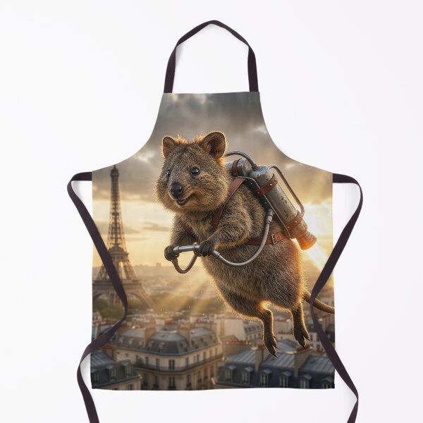 Item preview, Quokka Flies over Paris with His Vintage Jetpack designed and sold by Tridentulus.