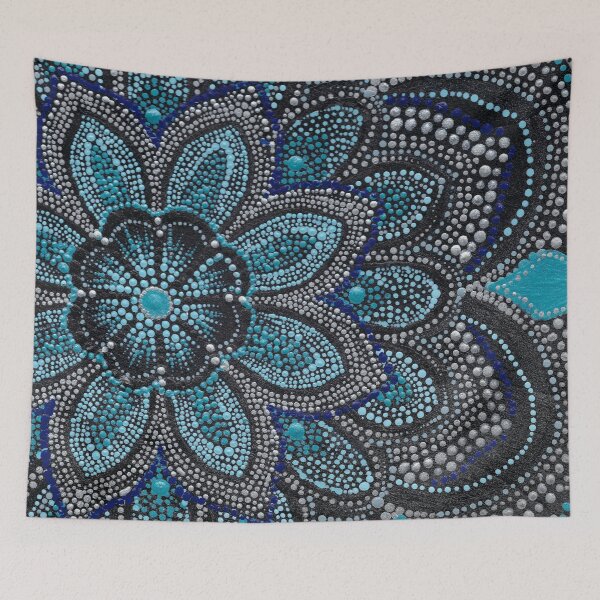 Item preview, Peaceful Teal and silver Maandala designed and sold by Dreamweaver Mandalas.