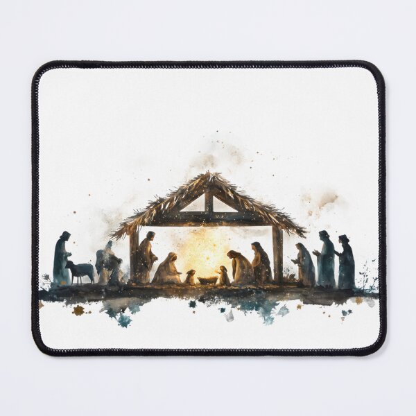 Item preview, Ethereal Nativity Glow Watercolor Scene designed and sold by DeusInk.