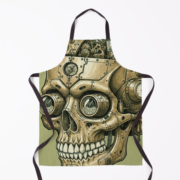 Item preview, Steampunk Robotic Skull Illustration – Mechanical Skull with Gears, Dials, and Machinery designed and sold by unthinkabletees.