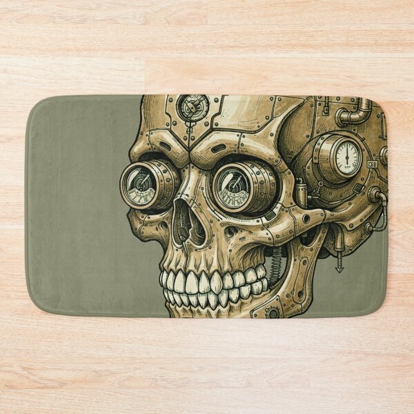 Item preview, Steampunk Robotic Skull Illustration – Mechanical Skull with Gears, Dials, and Machinery designed and sold by unthinkabletees.