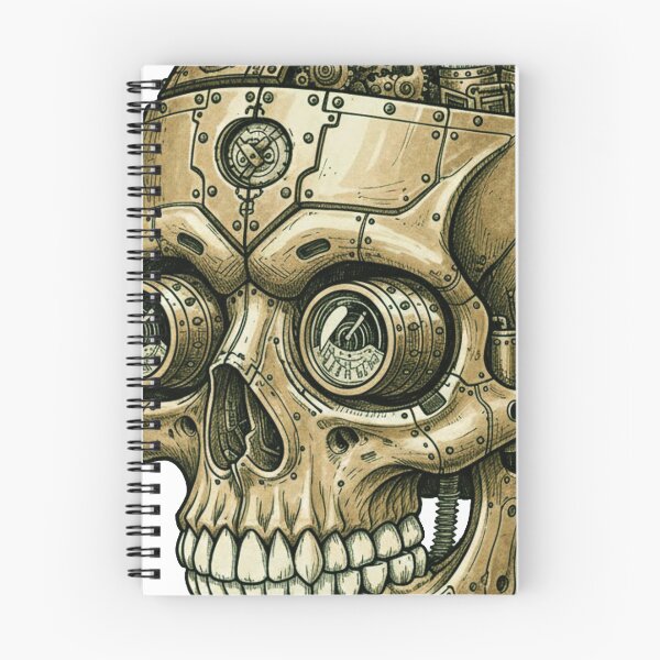Item preview, Steampunk Robotic Skull Illustration – Mechanical Skull with Gears, Dials, and Machinery designed and sold by unthinkabletees.