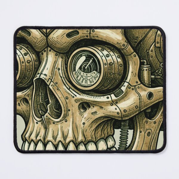 Item preview, Steampunk Robotic Skull Illustration – Mechanical Skull with Gears, Dials, and Machinery designed and sold by unthinkabletees.