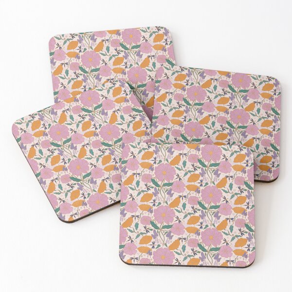 Item preview, Retro Nouveau Florals Pattern in Cream designed and sold by designsbyklm.