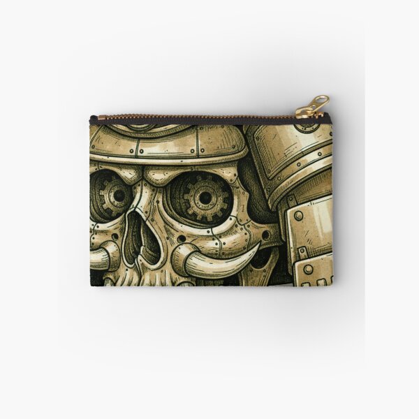 Item preview, Steampunk Samurai Skull Illustration – Mechanical Skull with Gears, Dials, and Armor Plating designed and sold by unthinkabletees.