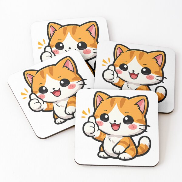 Item preview, Cute Chibi Cat Thumbs Up – Kawaii Happy Cartoon Cat Illustration designed and sold by PixelNest2411.