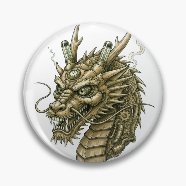Item preview, Steampunk Dragon Head Illustration – Mechanical Dragon with Steam, Lights, and Gears designed and sold by unthinkabletees.