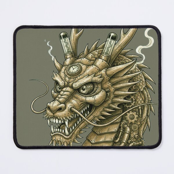 Item preview, Steampunk Dragon Head Illustration – Mechanical Dragon with Steam, Lights, and Gears designed and sold by unthinkabletees.