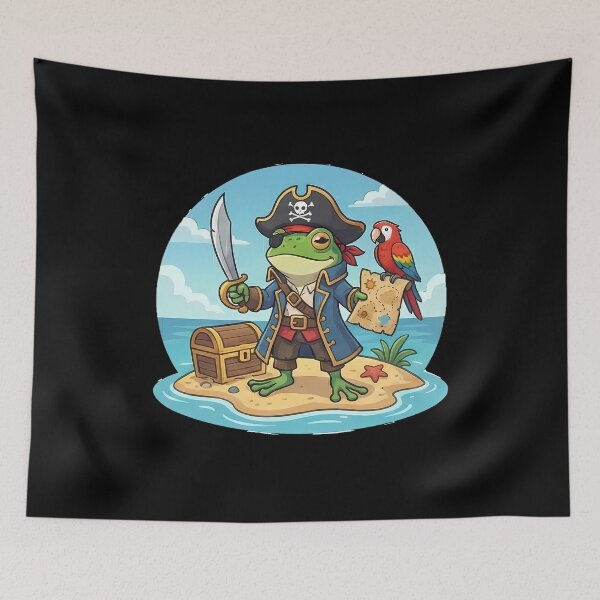 Item preview, Whimsical Frog Pirate Treasure Map Fantasy designed and sold by k3rstman1.