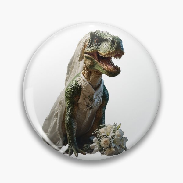 Item preview, Dinosaur bridezilla wearing wedding dress designed and sold by KitCatCards.