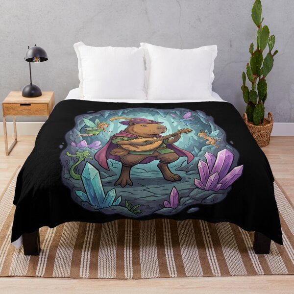 Item preview, Whimsical Capybara Bard Fantasy Cave Adventure designed and sold by k3rstman1.