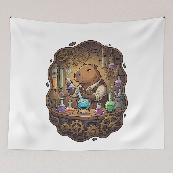 Item preview, Fantasy Steampunk Capybara Alchemist Scientist designed and sold by k3rstman1.