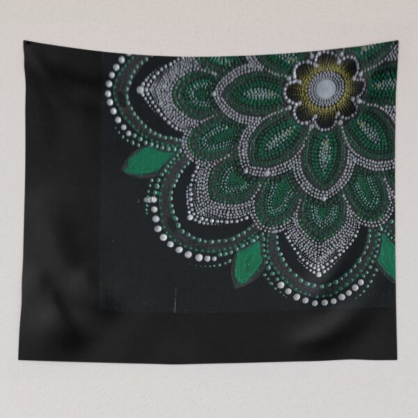 Item preview, Peaceful Green and silver Maandala designed and sold by ElexisND.