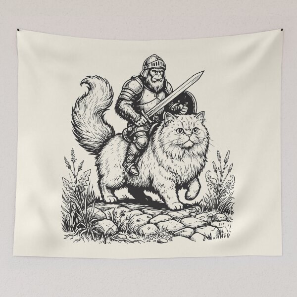 Item preview, Bigfoot Riding Persian Cat Medieval Warrior   designed and sold by Y-Vibes.
