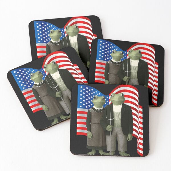 Item preview, American Gothic Frogs with Flag designed and sold by SquirrelDesignLLC.