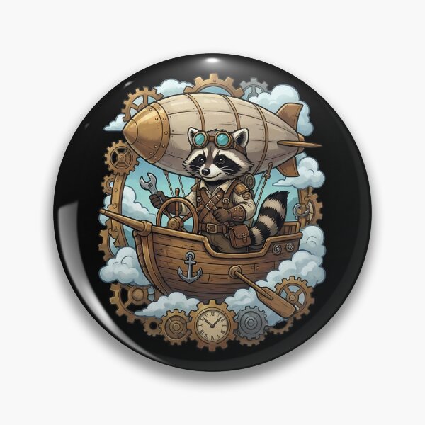 Item preview, Whimsical Steampunk Raccoon Airship Fantasy Explorer designed and sold by k3rstman1.