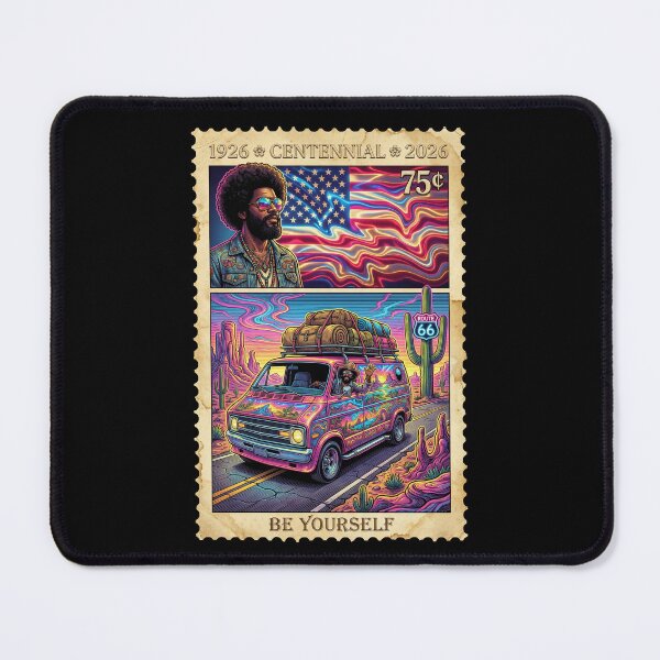 Item preview, Route 66 Centennial Be Yourself - Psychedelic Camper Bus Stamp designed and sold by G350.
