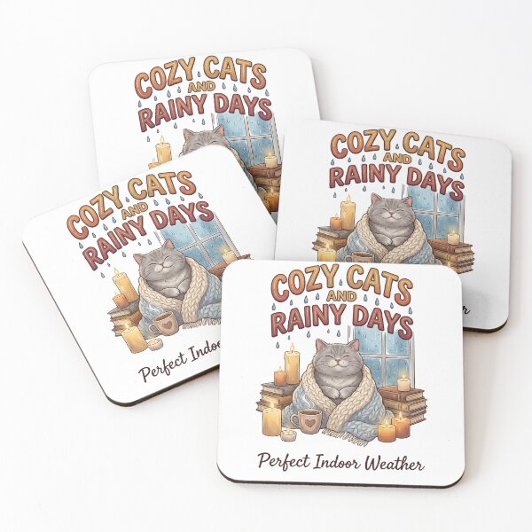 Item preview, Cozy Cats and Rainy Days, Hygge Cat Lover designed and sold by Quillway.