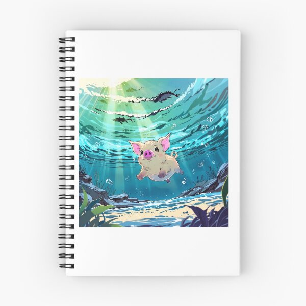 Item preview, Pig swimming and diving under the water in shallow reef designed and sold by KitCatCards.
