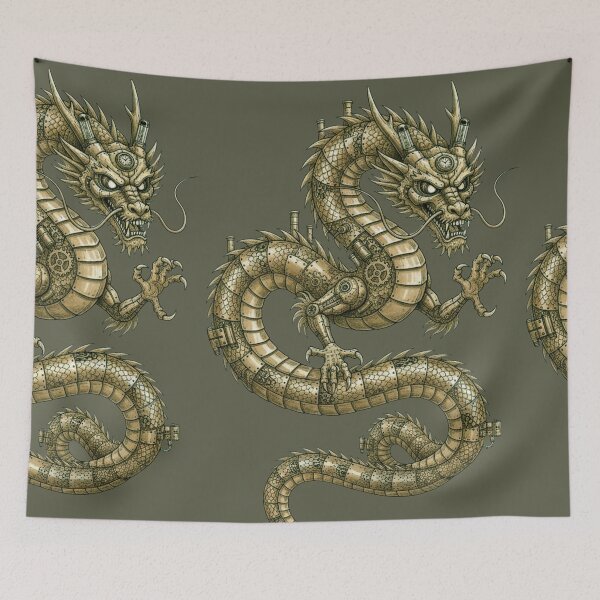 Item preview, Steampunk Japanese Dragon Illustration – Mechanical Dragon with Steam, Lights, and Gears designed and sold by unthinkabletees.
