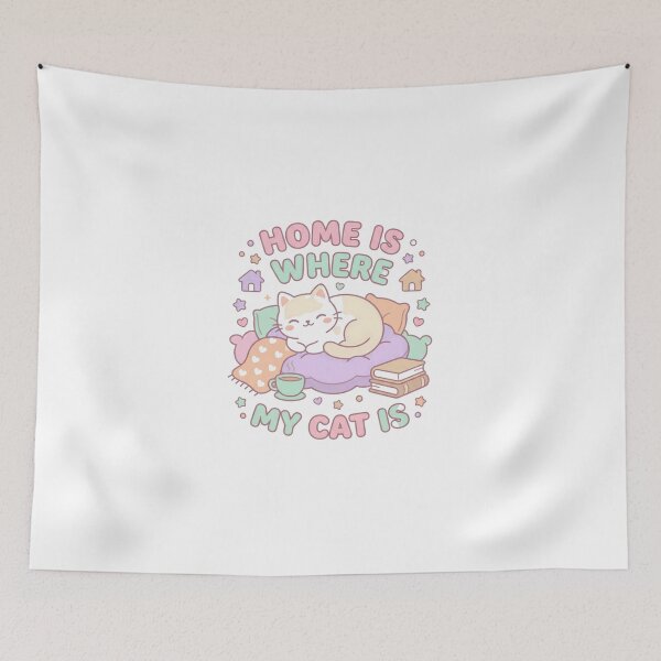 Item preview, Home Is Where My Cat Is Kawaii Cozy designed and sold by Quillway.