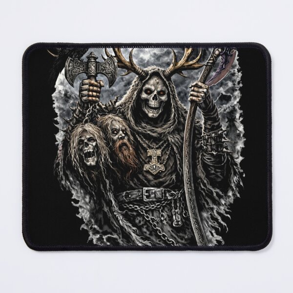 Aperçu de l'œuvre Faucheur d'Asatru – Faucheur de la Mort à Bois de Cerf Art Païen Nordique créée et vendue par SEVERTREND APPAREL .