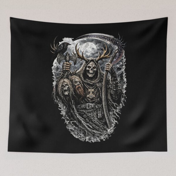 Item preview, SVT Reaper of Asatru – Antlered Death Reaper Norse Pagan Art designed and sold by SEVERTREND APPAREL .