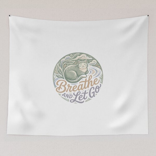 Item preview, Breathe And Let Go Zen Cat Mindful Wellness Peace Gift designed and sold by Quillway.