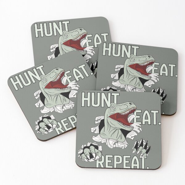 Item preview, "HUNT. EAT. REPEAT." - Raptor designed and sold by DINOSA - Creative Studio.