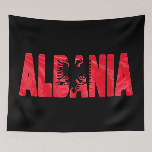 Item preview, ALBANIA - Flag Flying in Wind cut to Letters Souvenir Sticker Shirt designed and sold by Adam Gormley.