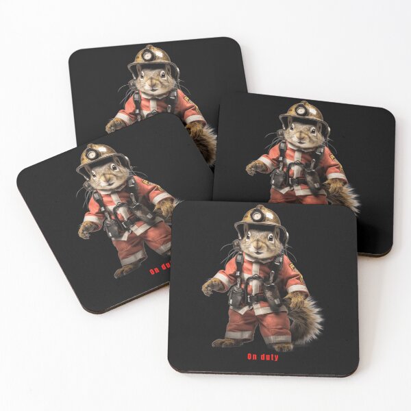 Item preview, Squirrel Firefighter On duty designed and sold by pawmad.