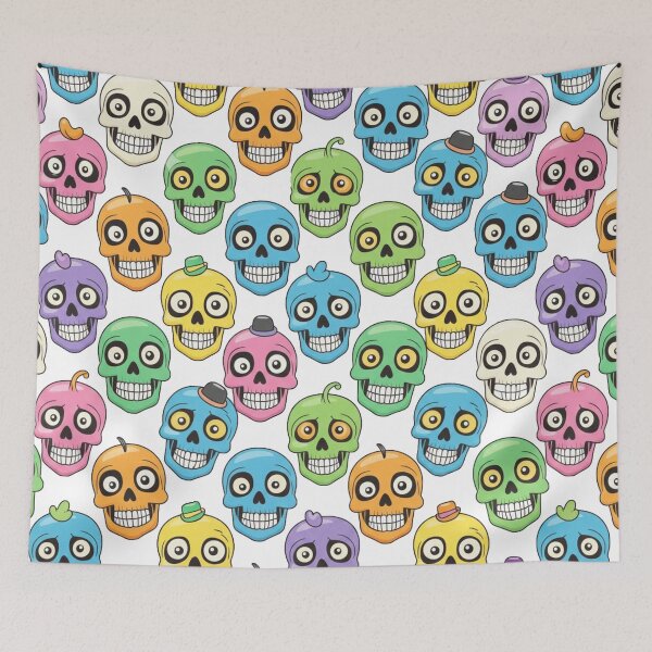 Item preview, Neon Carnival Skulls Pattern – Fun Colorful Skull Illustration Design designed and sold by unthinkabletees.