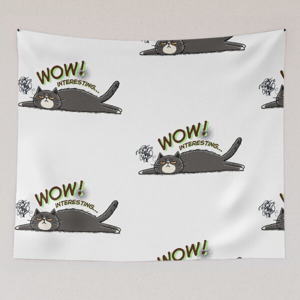 Item preview, Wow Interesting – Lazy Grumpy Cat Lying Flat Funny Design designed and sold by shuttersnook.