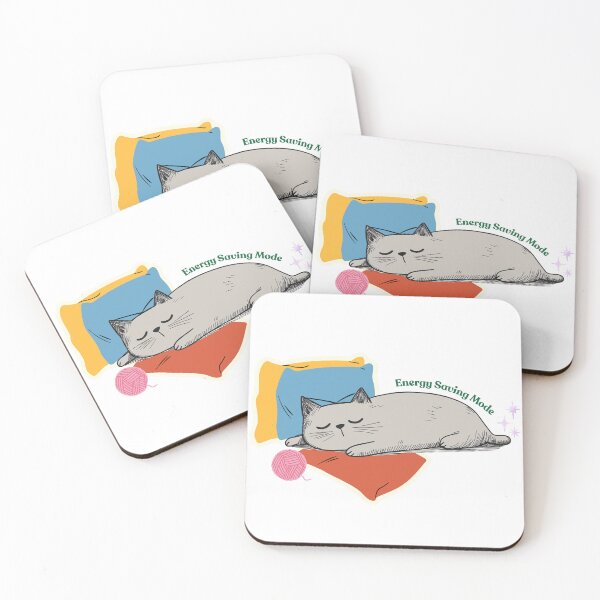 Item preview, Energy Saving Mode – Lazy Sleeping Cat Funny Minimal Design designed and sold by shuttersnook.