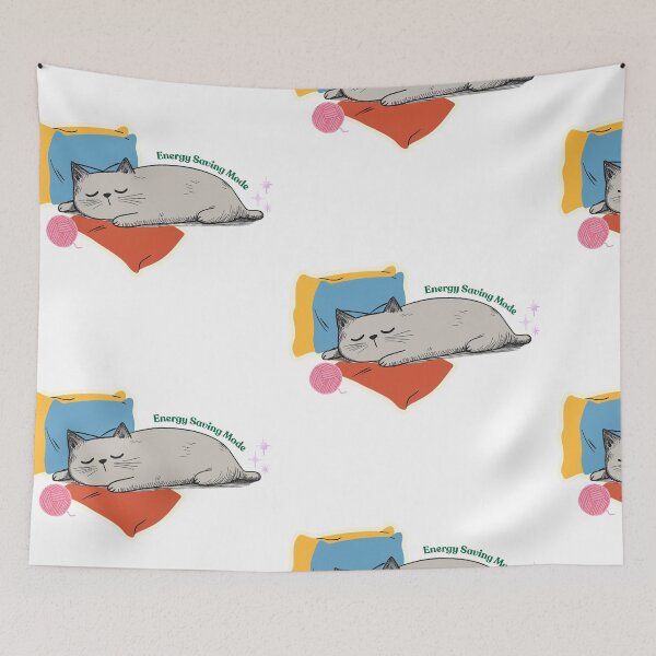 Item preview, Energy Saving Mode – Lazy Sleeping Cat Funny Minimal Design designed and sold by shuttersnook.