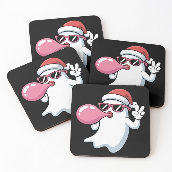 Item preview, Pink Ghost Santa Hat Blowing Bubble Gum Funny Spooky designed and sold by Rackaam.
