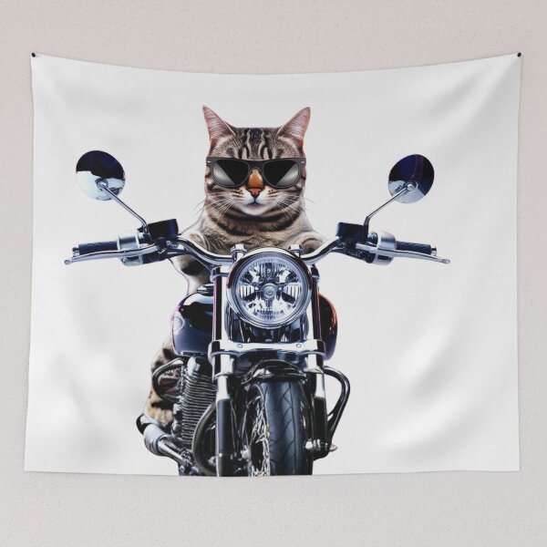 Item preview, Cool Cat on Motorbike – Funny Biker Cat Illustration Design designed and sold by Chippychips1.